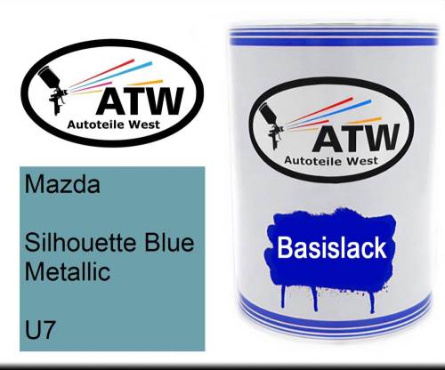 Mazda, Silhouette Blue Metallic, U7: 500ml Lackdose, von ATW Autoteile West.